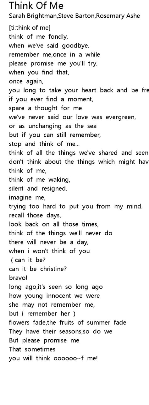 think of me song lyrics|think of me fondly lyrics.